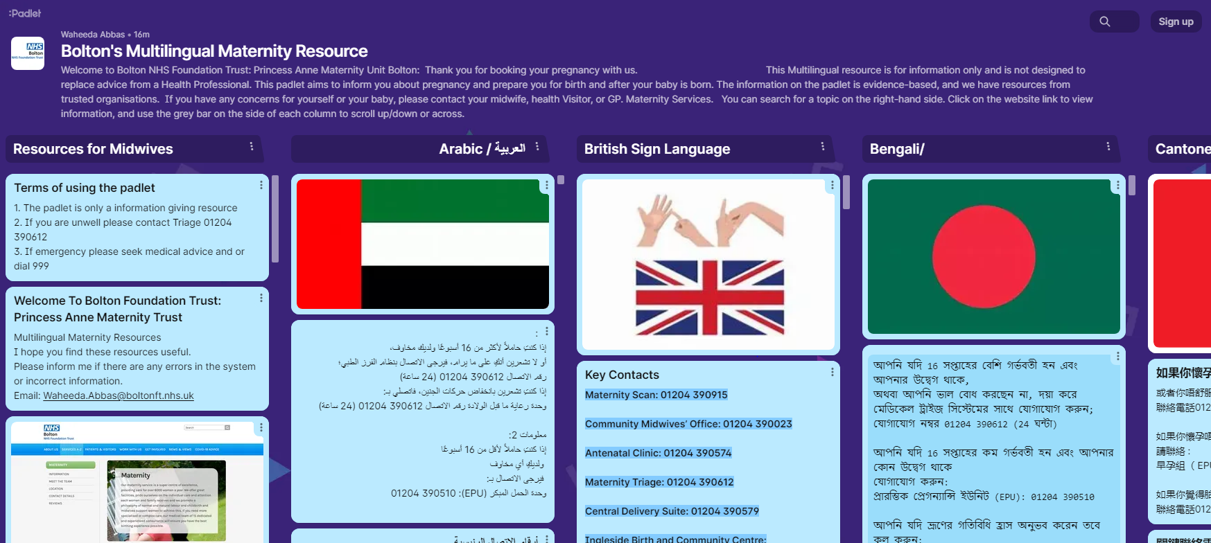 Bolton's Multilingual Maternity Resource