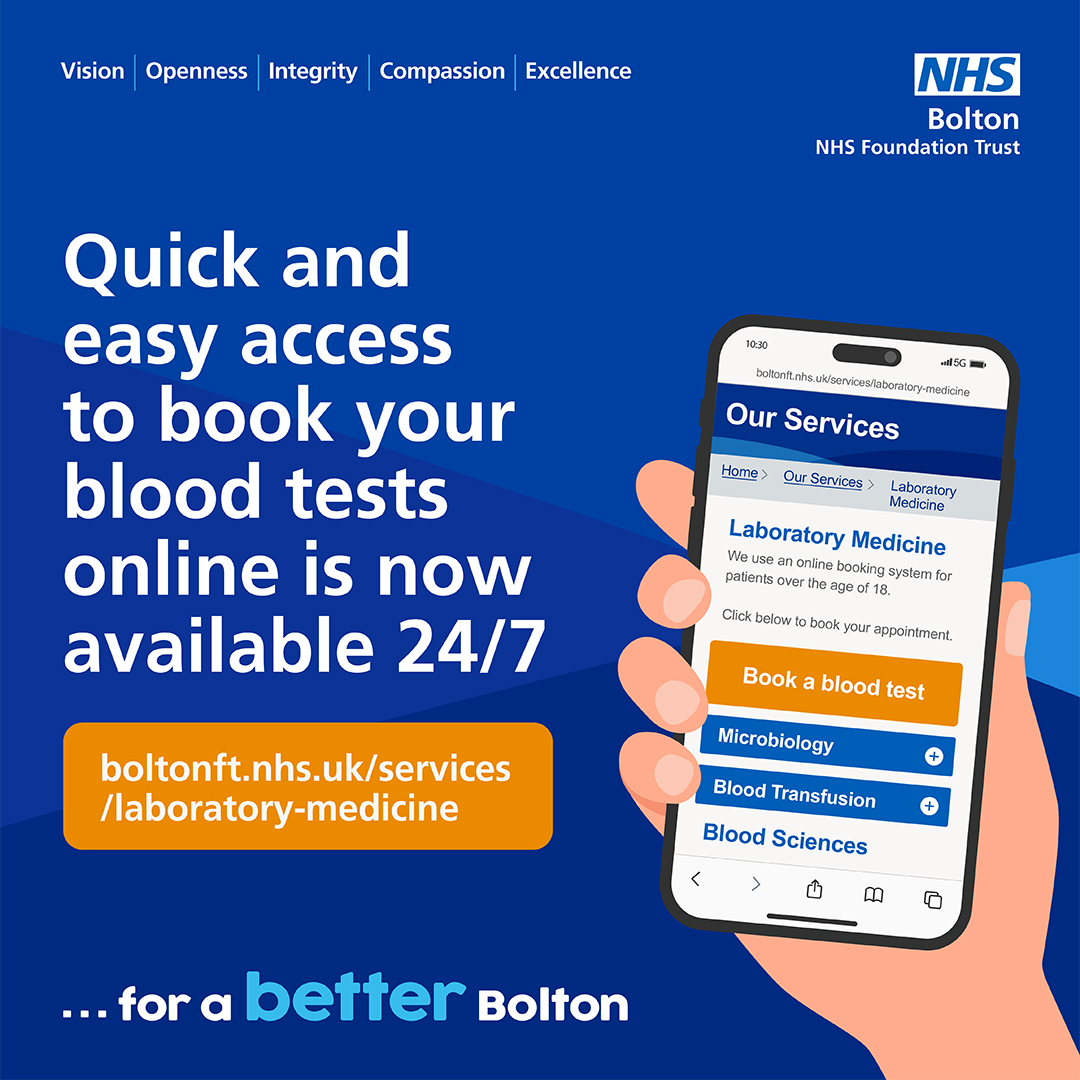 Book your blood tests online Bolton NHS FT