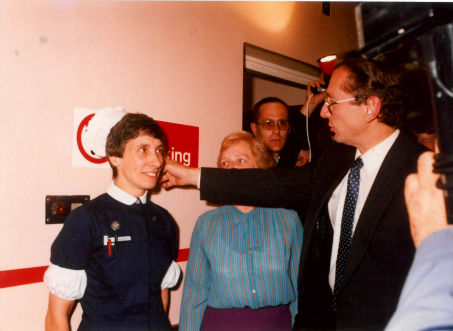 Jean Cummings meeting the then Health Secretary in the 1980s